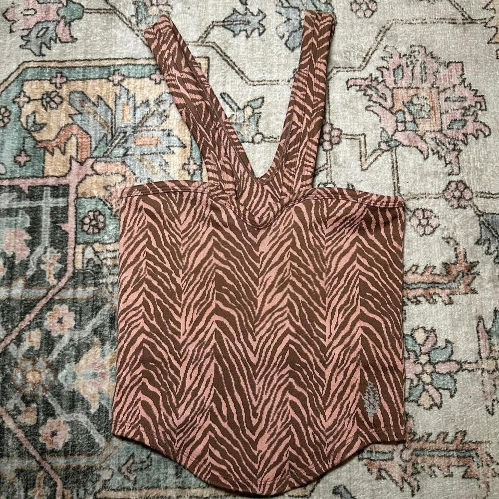 FP Movement Zebra Knit Tank – Brown/Pink (XS/S)